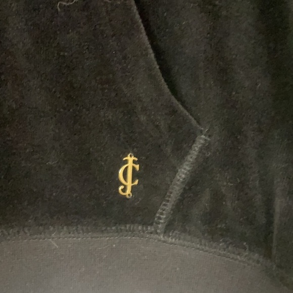 Women's Small Juicy Couture Black Velour Studded Pullover Hoodie - Picture 4 of 8
